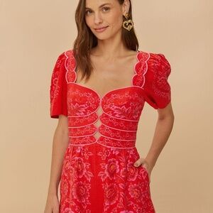 Farm Rio Red Olivia Cut-Out Romper